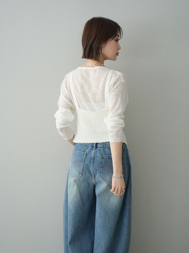 [予約]ビスチェアンサンブルシアーニット/white