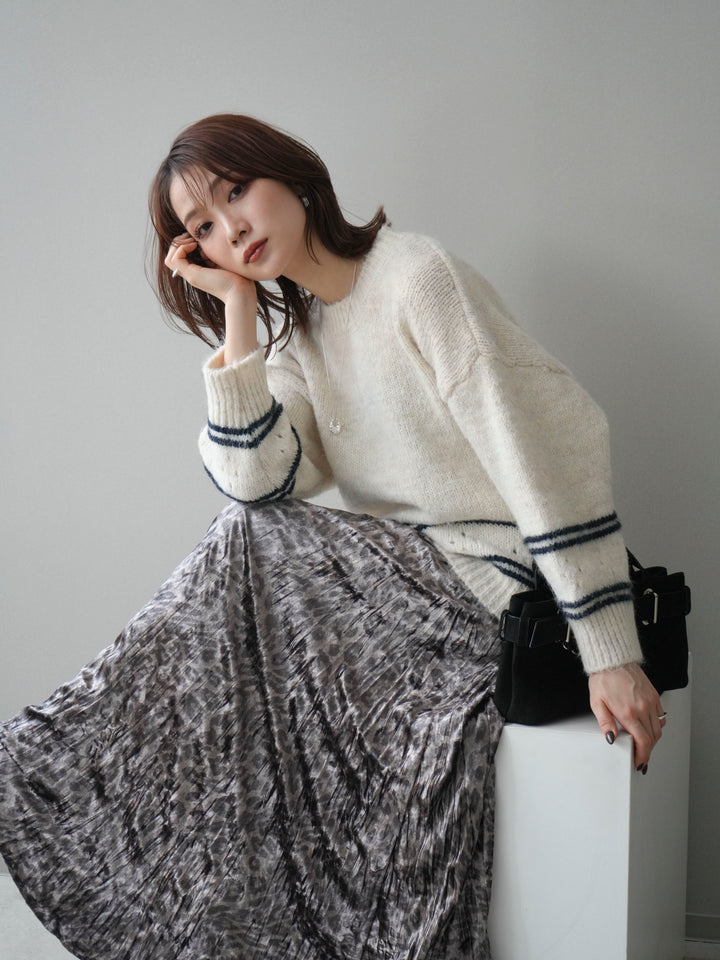 [SET]クルーネックラインボーダーニットプルオーバー+選べるアクセセット(2set)