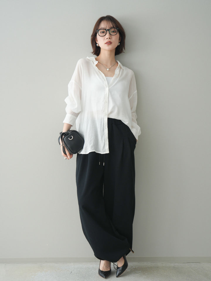 [予約]裾ドロストタックスウェットパンツ/black