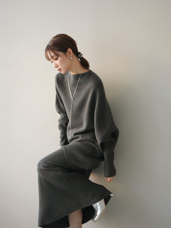 [SET]ウール混ドルマンニット&スカートSET UP(2set)