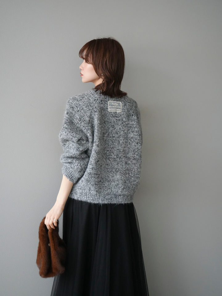 [予約]ロゴラベルミックスヤーンニットプルオーバー/gray