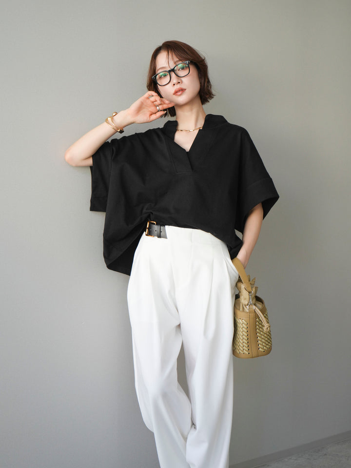 【預購】Skipper 寬袖短袖上衣 / 黑色