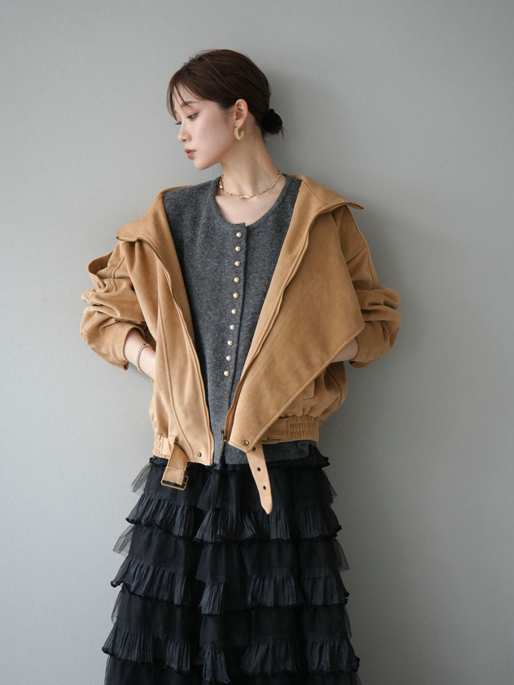 [予約]スエードライダースジャケット/ベージュ