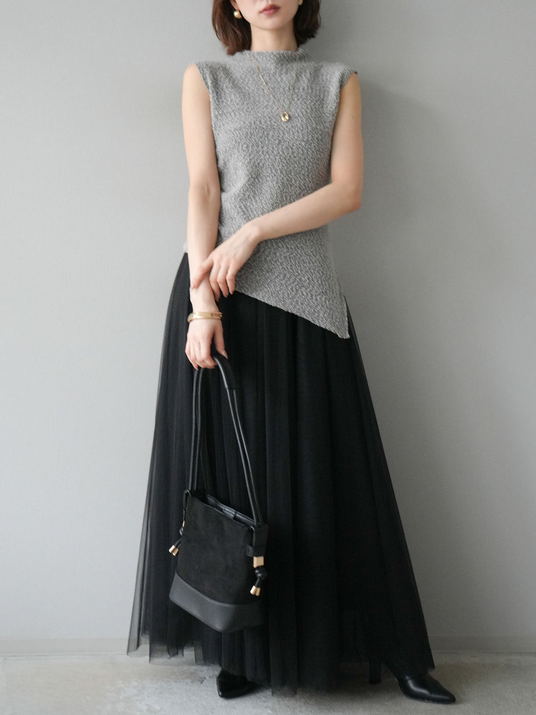 [予約]チュールボリュームスカート/ブラック