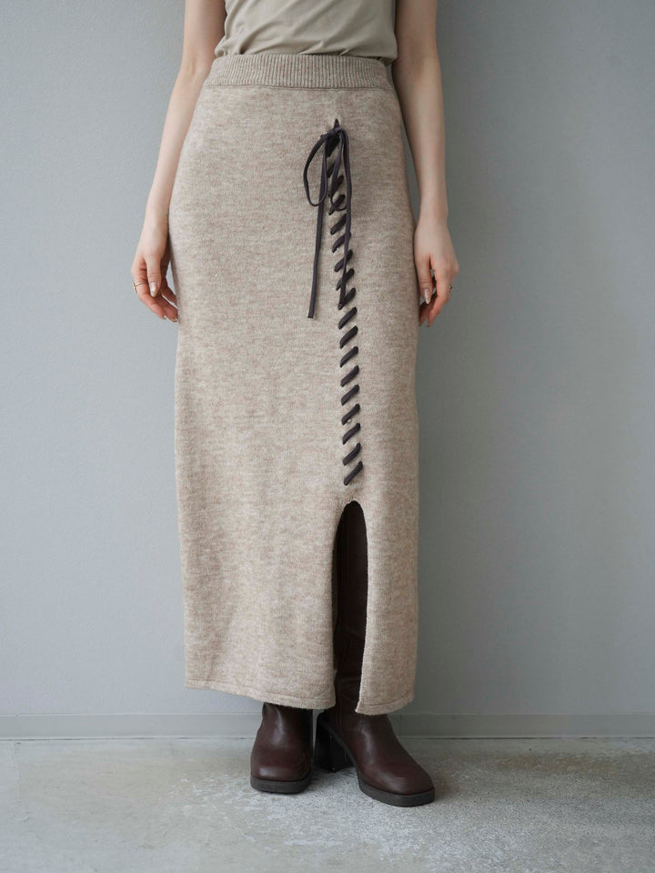 [Pre-order] Hand-stitched color scheme design skirt/beige