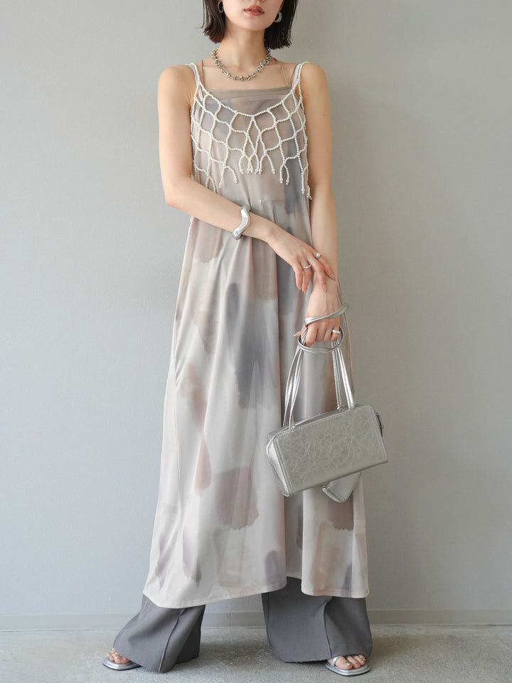 [予約]水彩アートシアーキャミワンピース/エクリュ