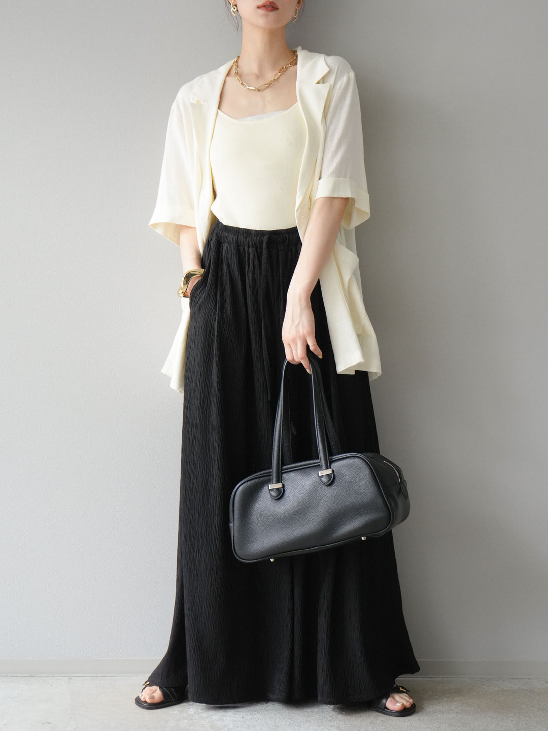 [予約]ライトリネンハーフスリーブジャケット/オフ