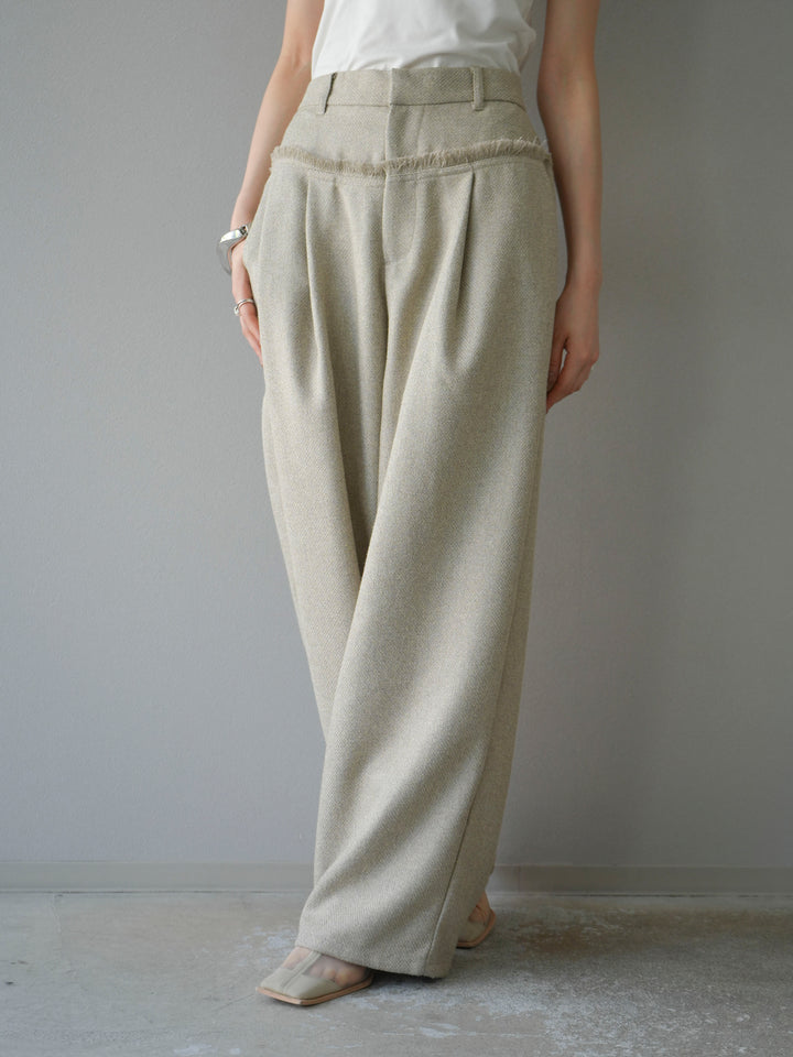 [予約]ウエストフリンジツイードワイドパンツ/アイボリー