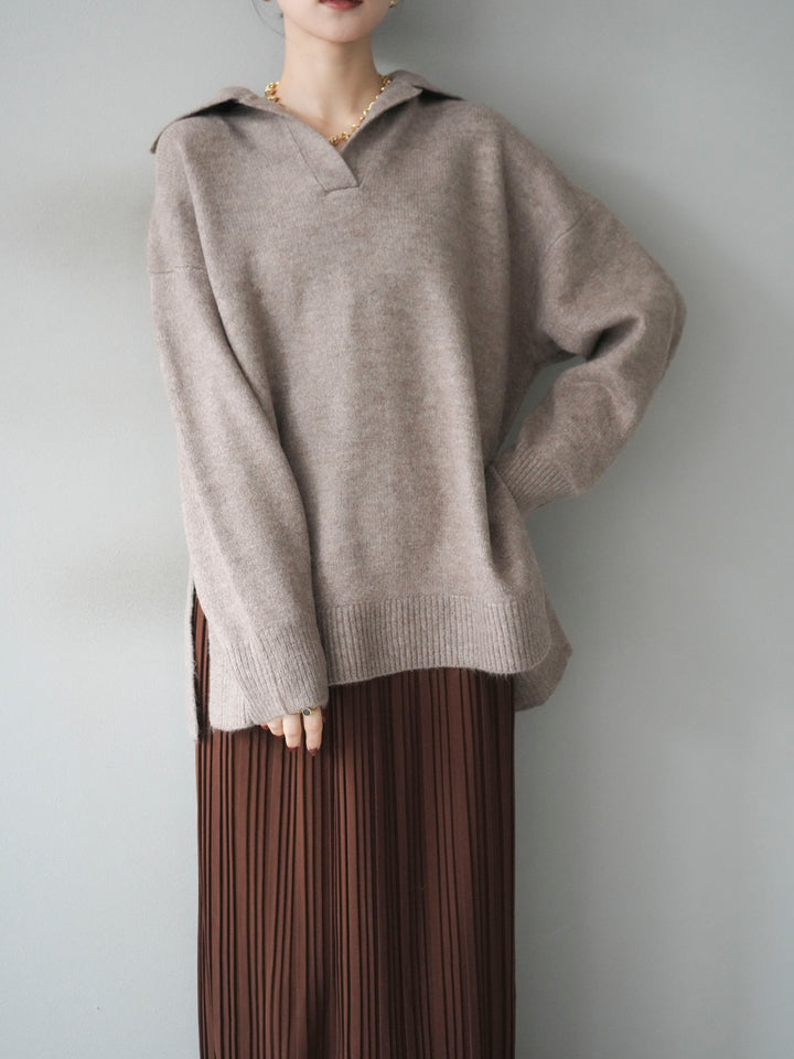 [SET]スキッパーオーバーニットプルオーバー+選べるアクセセット(2set)