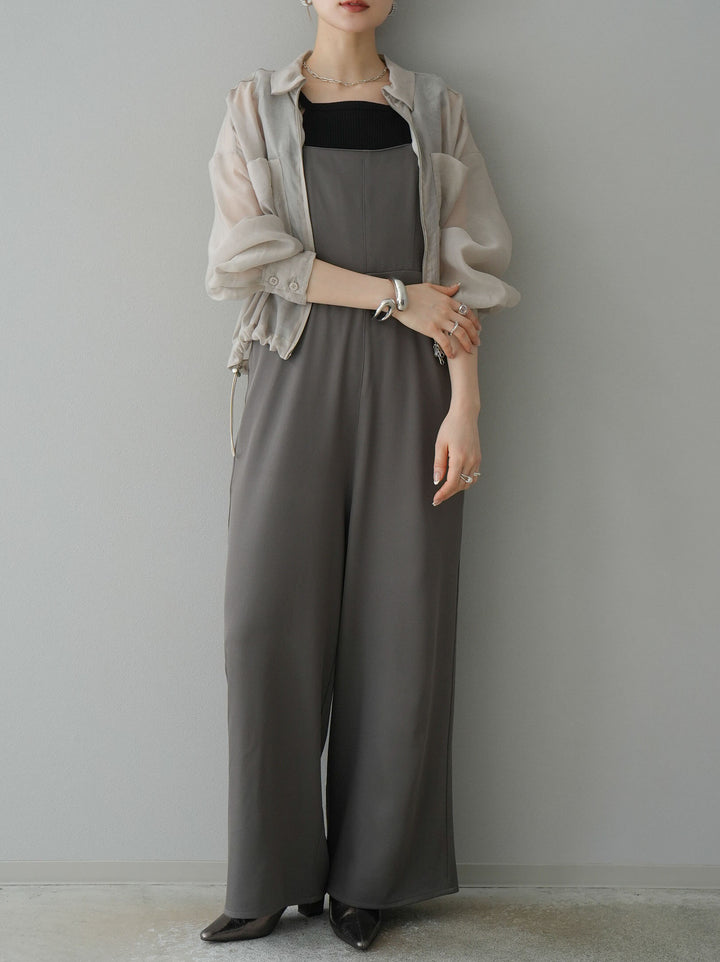 [預訂] 繫帶荷葉邊連身衣/灰色