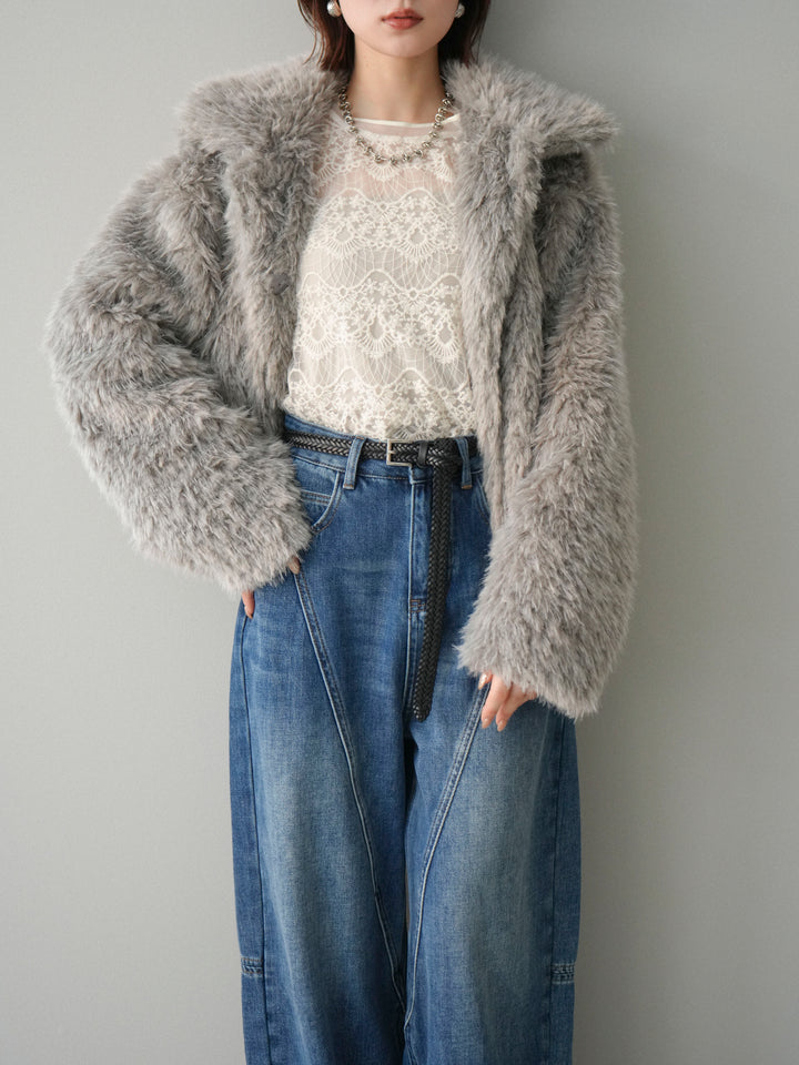 [SET]フェイクファー襟付きショートブルゾン+フェイクファー襟付きショートブルゾン(2set)