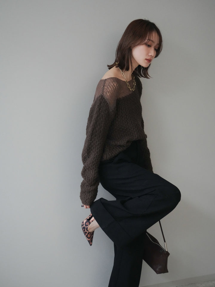 [予約]ダメージデザインニットプルオーバー/brown