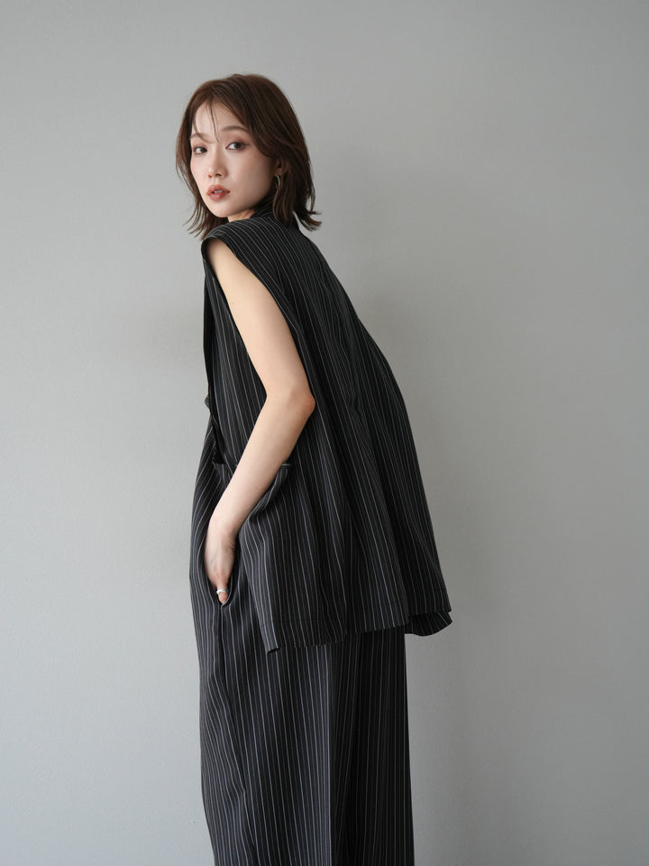 [SET]ヘリンボーンストライプジレ+ヘリンボーンストライプサロペット(2set)