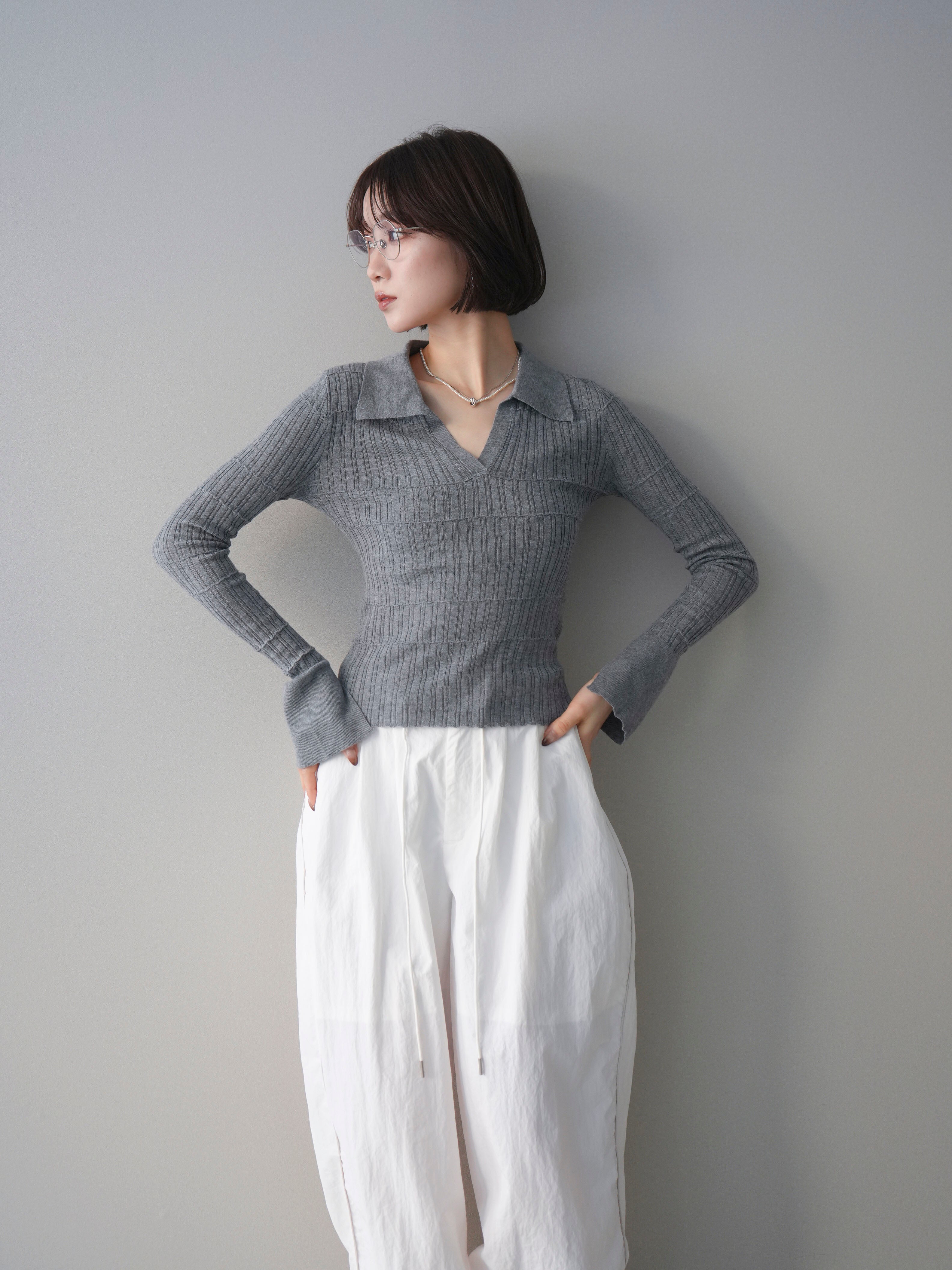 YLÈVE / シアーリブニットスキッパーポロ新品未使用 YLÈVE / シアーリブニットスキッパーポロ新品未使用 【公式通販】