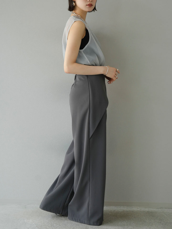 [SET] Organza sleeveless top + wrap wide pants (2set)