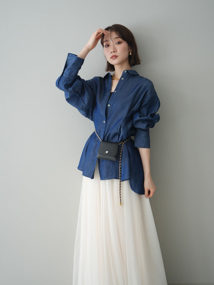 [予約]テンセルデニムタックシャツ/navy