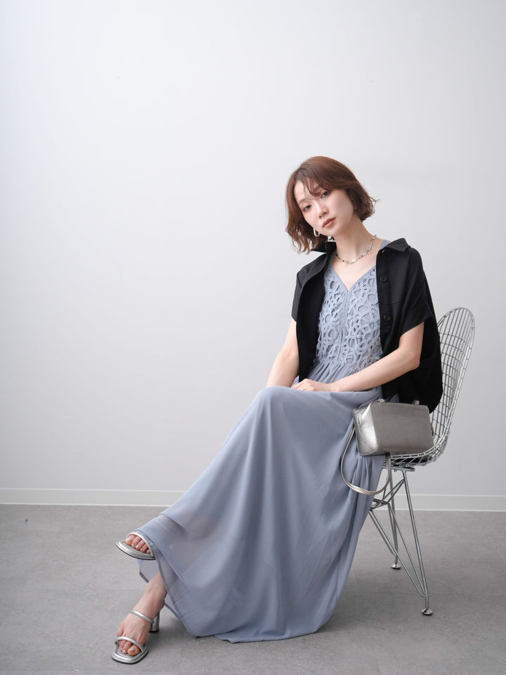 [予約]クロシェシフォンキャミワンピース/lightblue