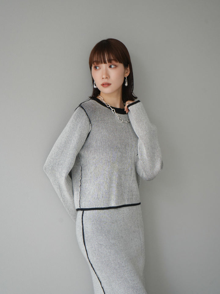 [套裝] 雙面配色羅紋針織套頭衫 + 可選飾品套裝（2 套）