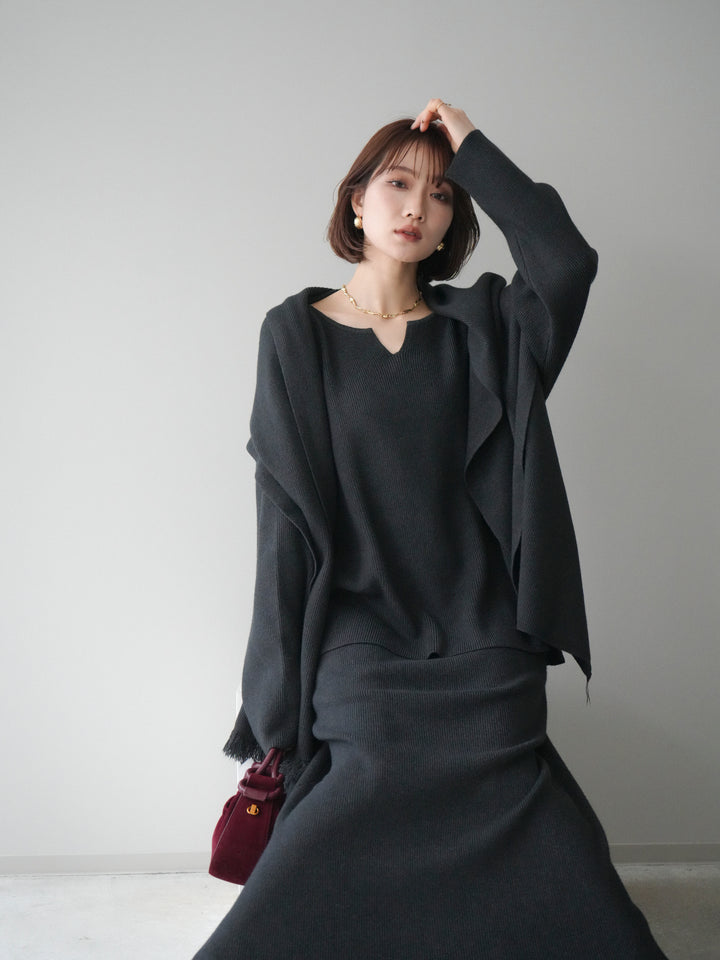 [SET]ストール付キーネックニットSET UP