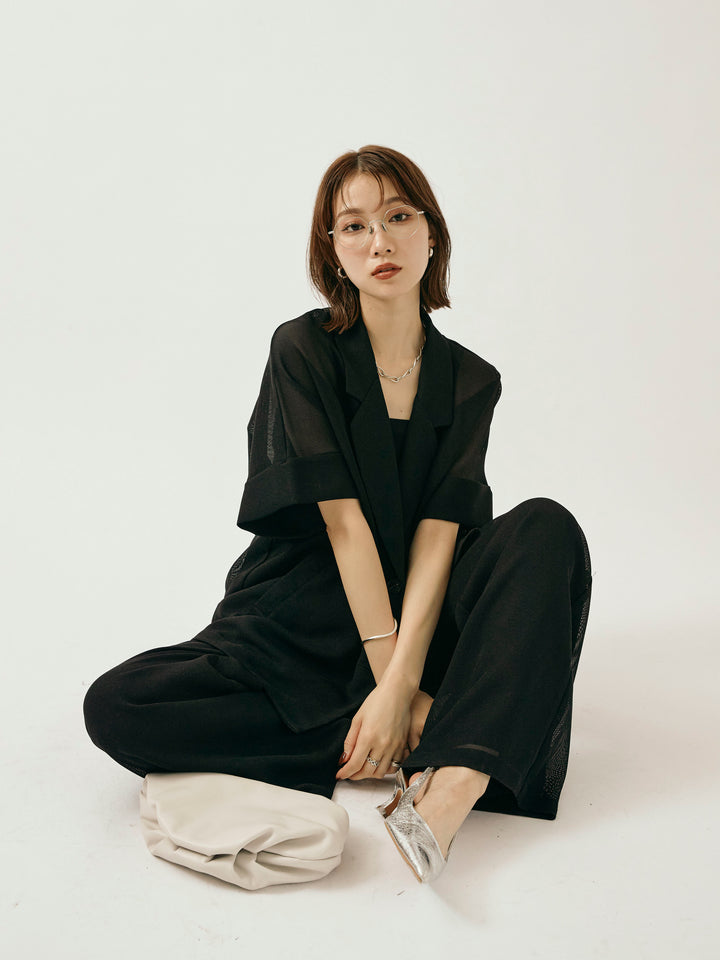 【Allure】[SET]メッシュハーフテーラードジャケット+メッシュハーフテーラードジャケット(2set)