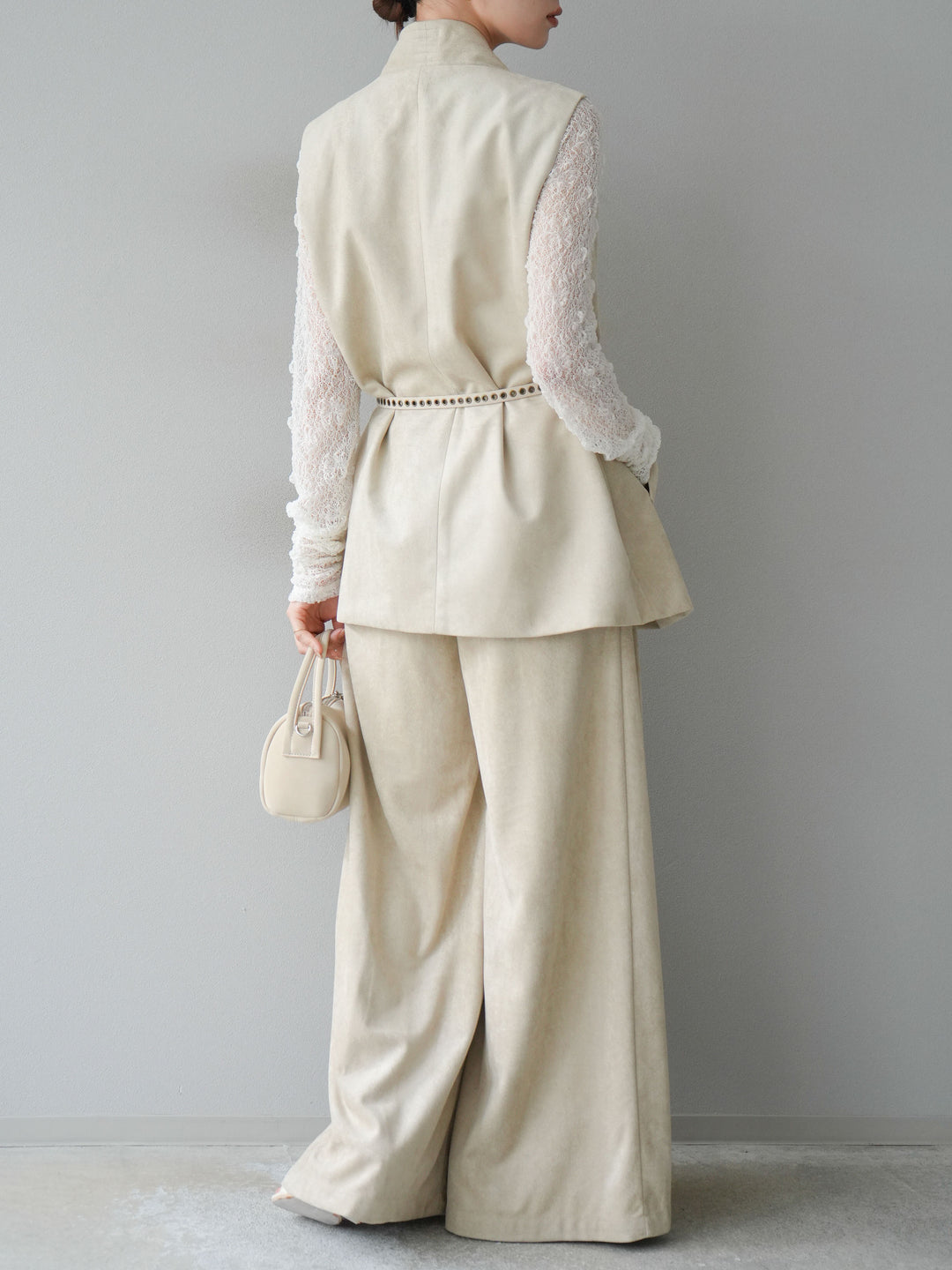 [SET]ポーチベルト付スウェードジレ×パンツSET UP(2set)