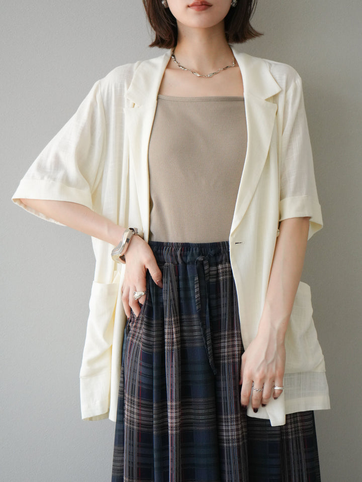 [予約]ライトリネンハーフスリーブジャケット/オフ