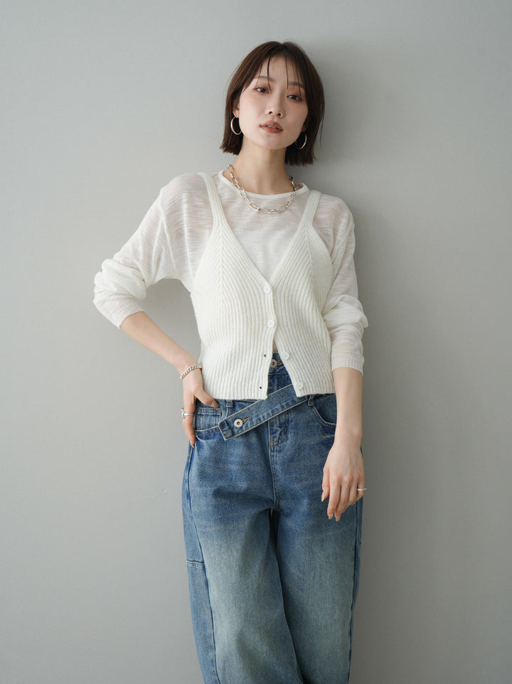 [予約]ビスチェアンサンブルシアーニット/white