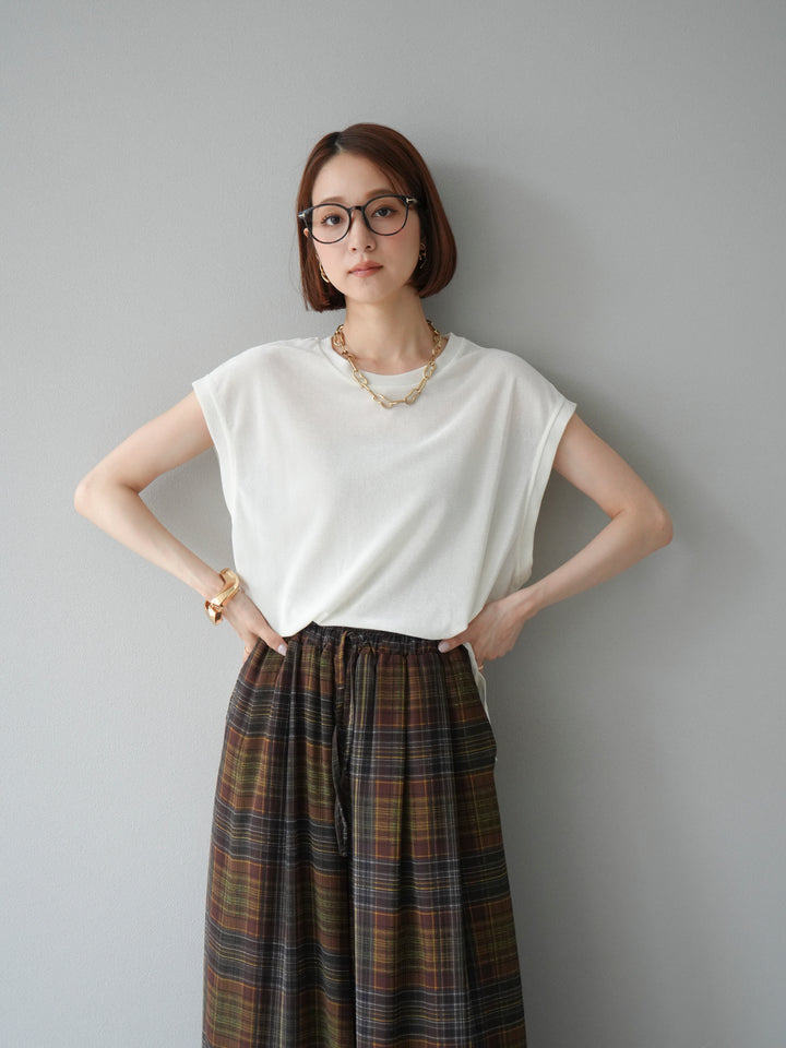 [予約]シアーフロッキーベロアルーズノースリーブTシャツ/オフシロ