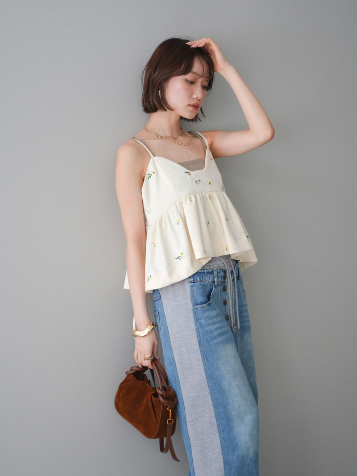 [予約]フラワー刺繍ビスチェ/ivory