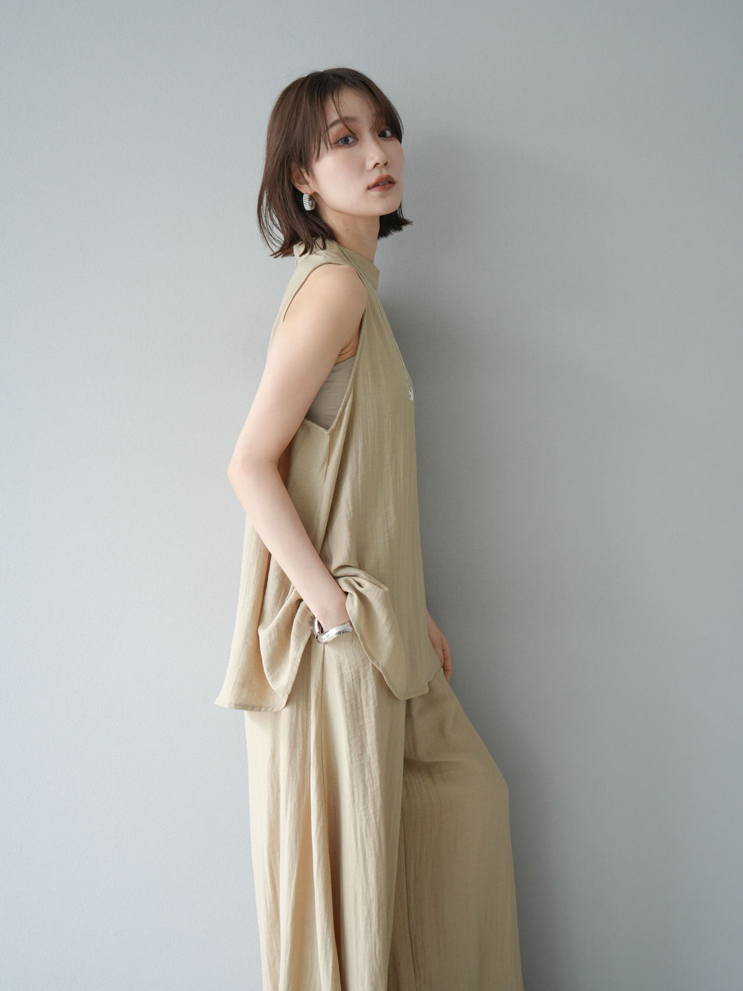 [SET]ホルターネックバックスリットブラウス＆スーパーワイドパンツSET UP(2set)