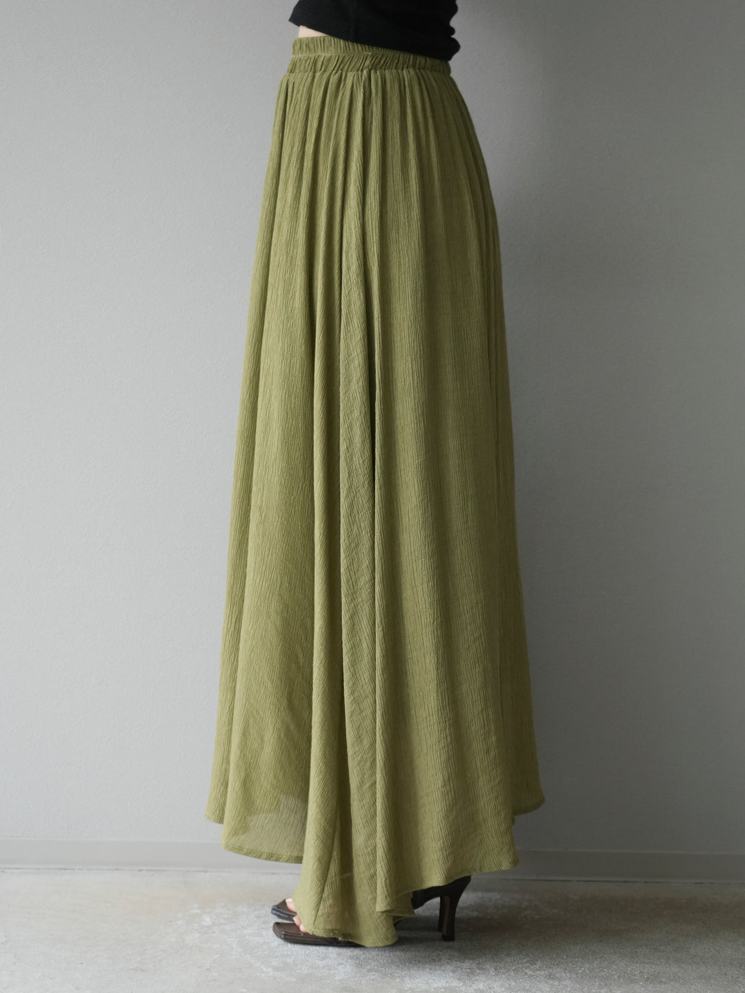 [SET]ビーズモチーフ楊柳ブラウス＆フレアスカートSET UP(2set)