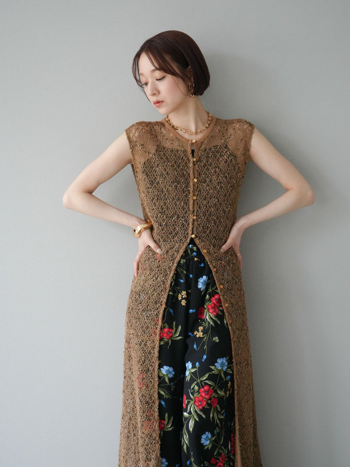 [予約]2WAYネップメッシュワンピース/ブラウン