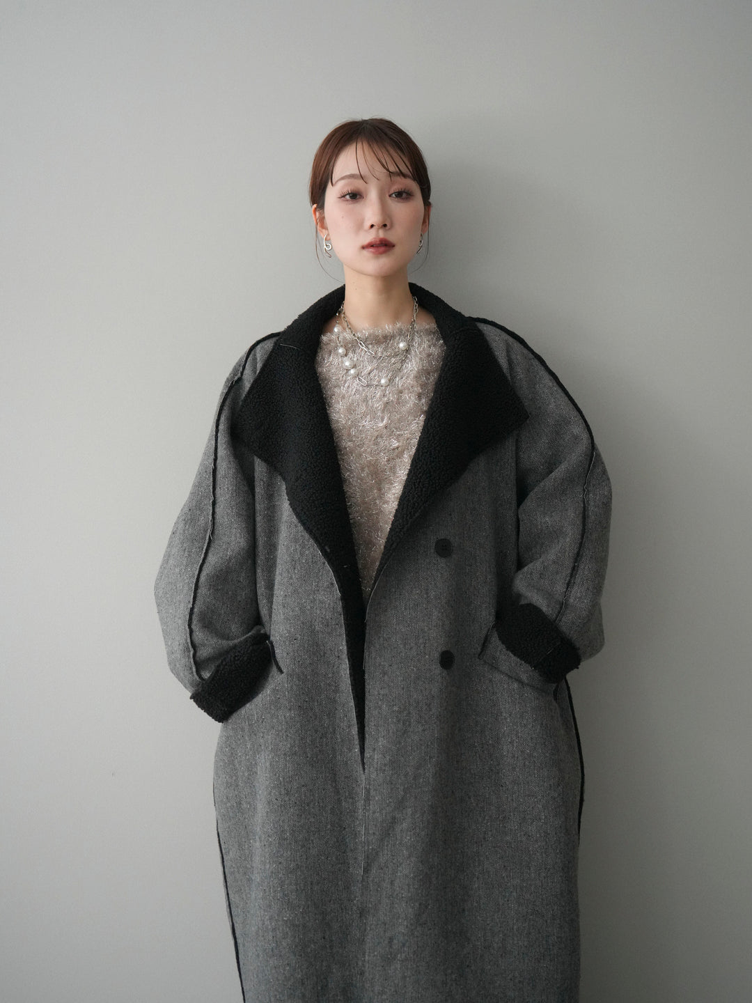 [予約]アウトシーム裏ボアコート/gray