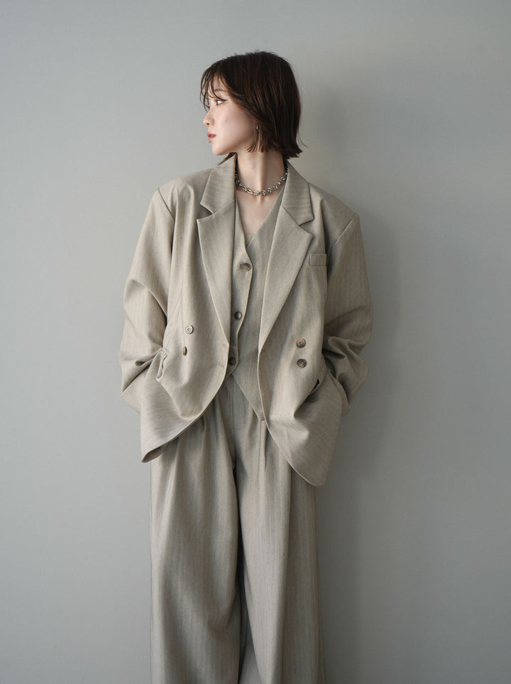 [予約]ダブルボタンヘリンボーンジャケット/beige