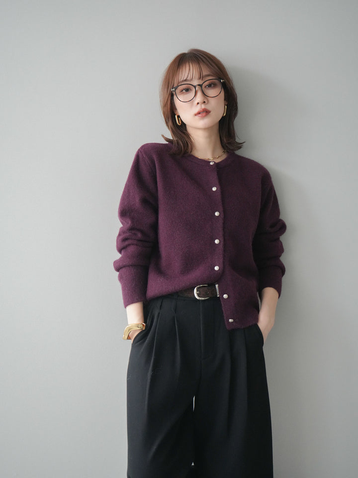 [予約]アンティークボタンニットカーディガン/purple