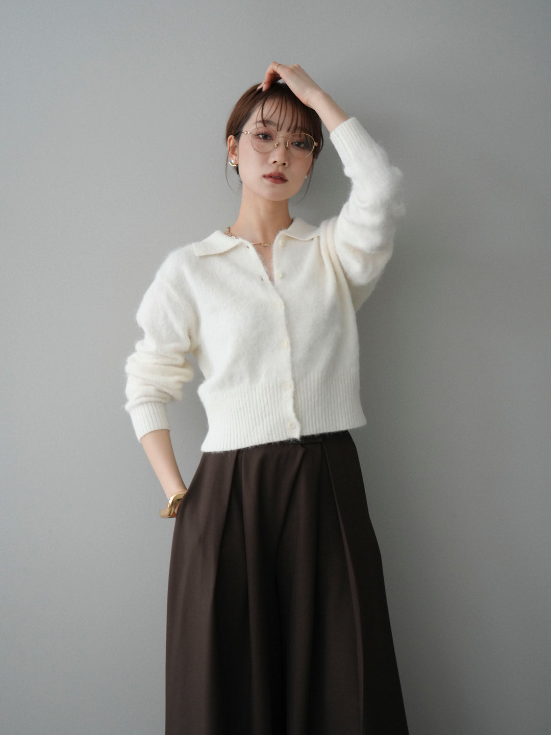 [SET]モヘア衿付きボタンプルオーバー+モヘア衿付きボタンプルオーバー(2set)