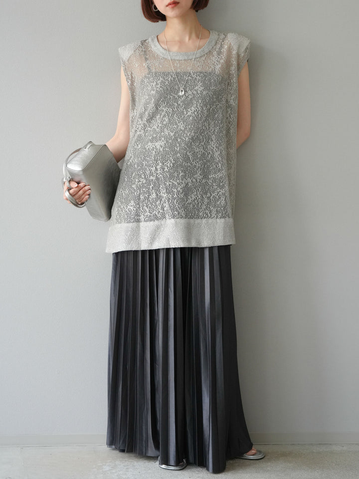 [予約]シャイニーレースプルオーバー/グレー