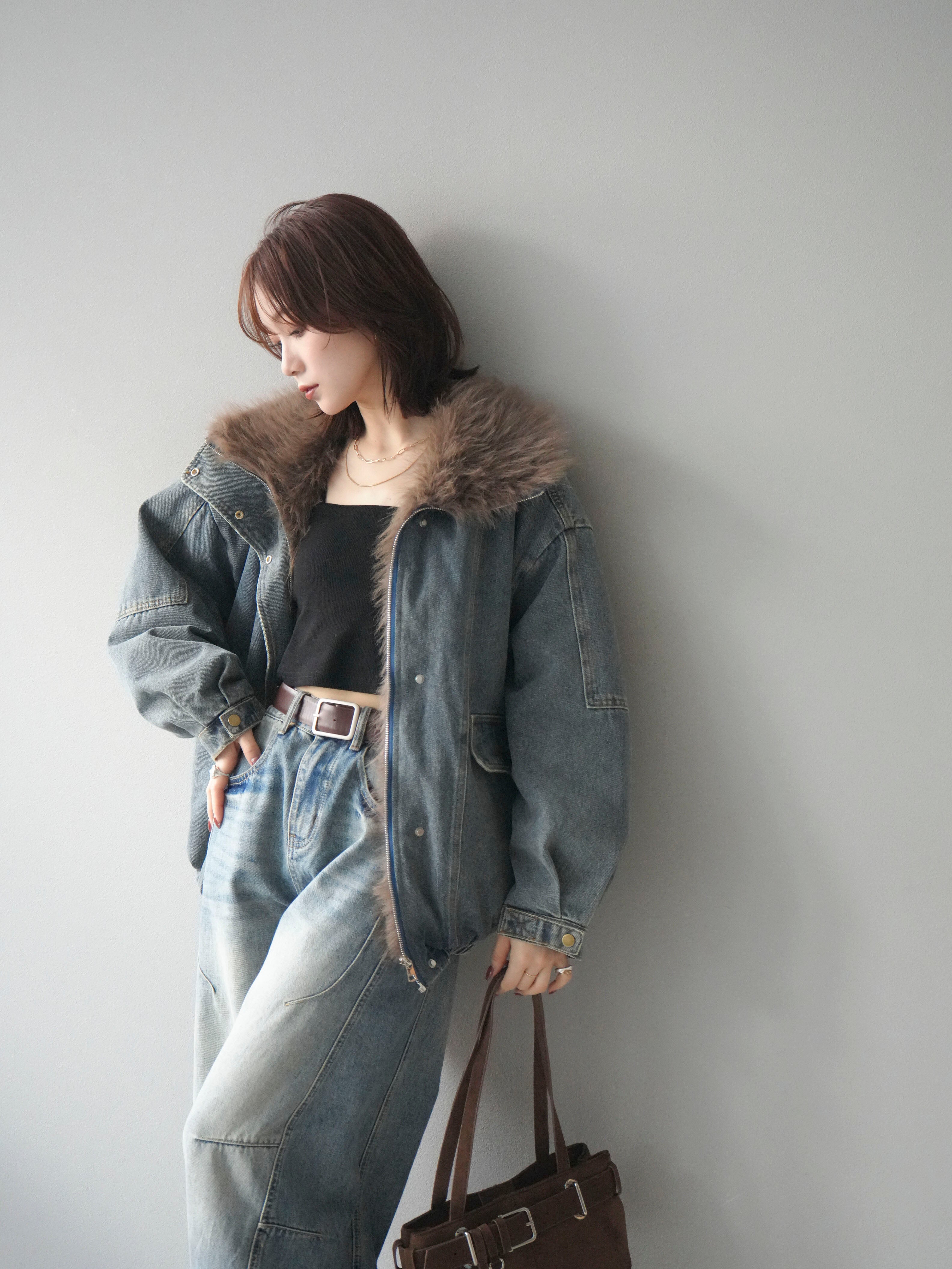 予約]デニムxファーブルゾン/denimbrown – Lumier