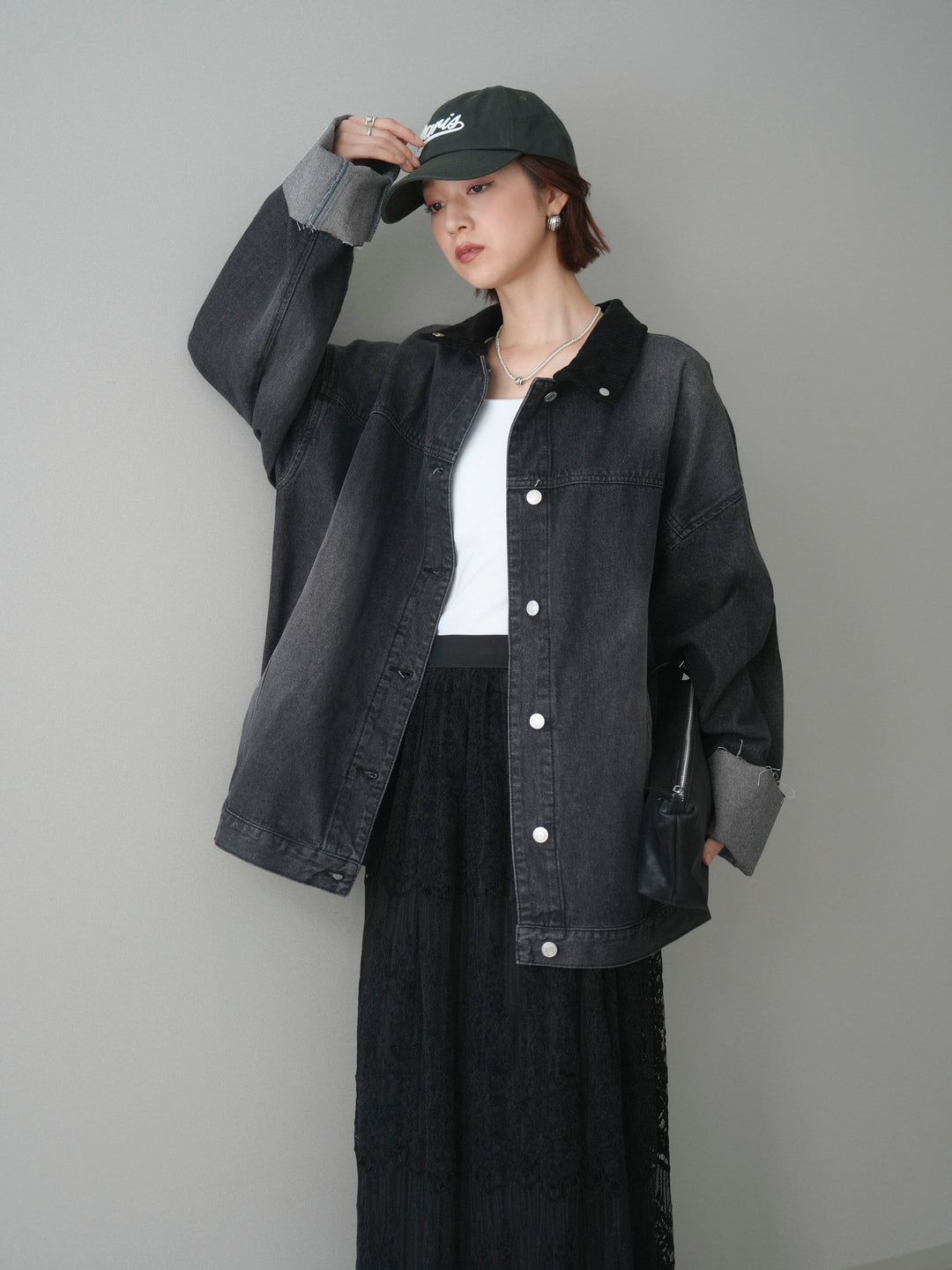 [予約]コーデュロイ×デニムミドルジャケット/gray