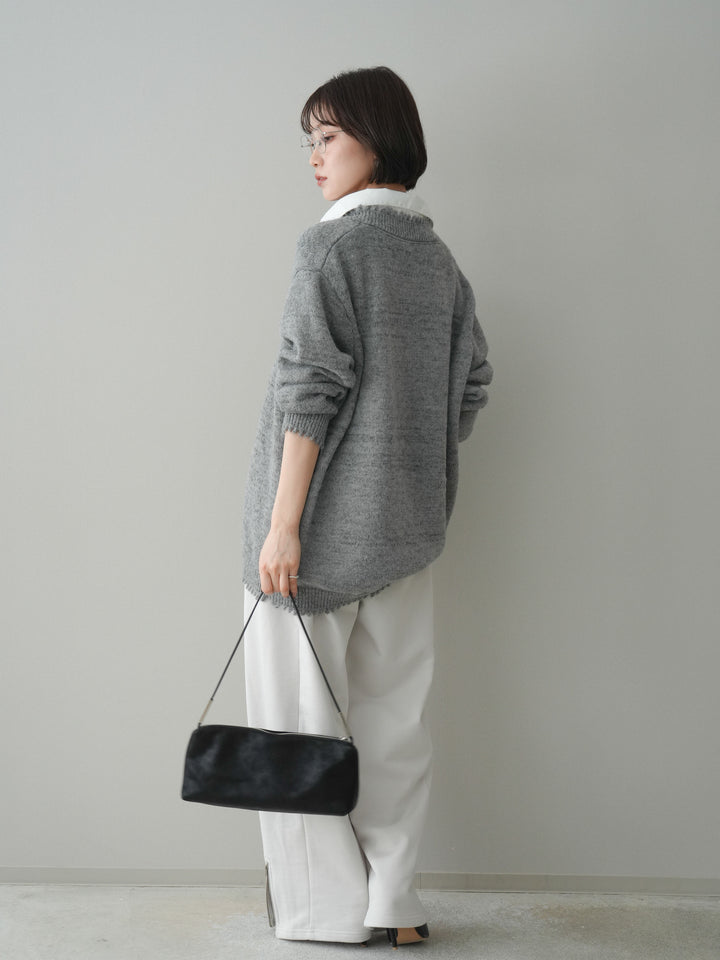 [予約]裾ZIPスエットワイドパンツ/ivory