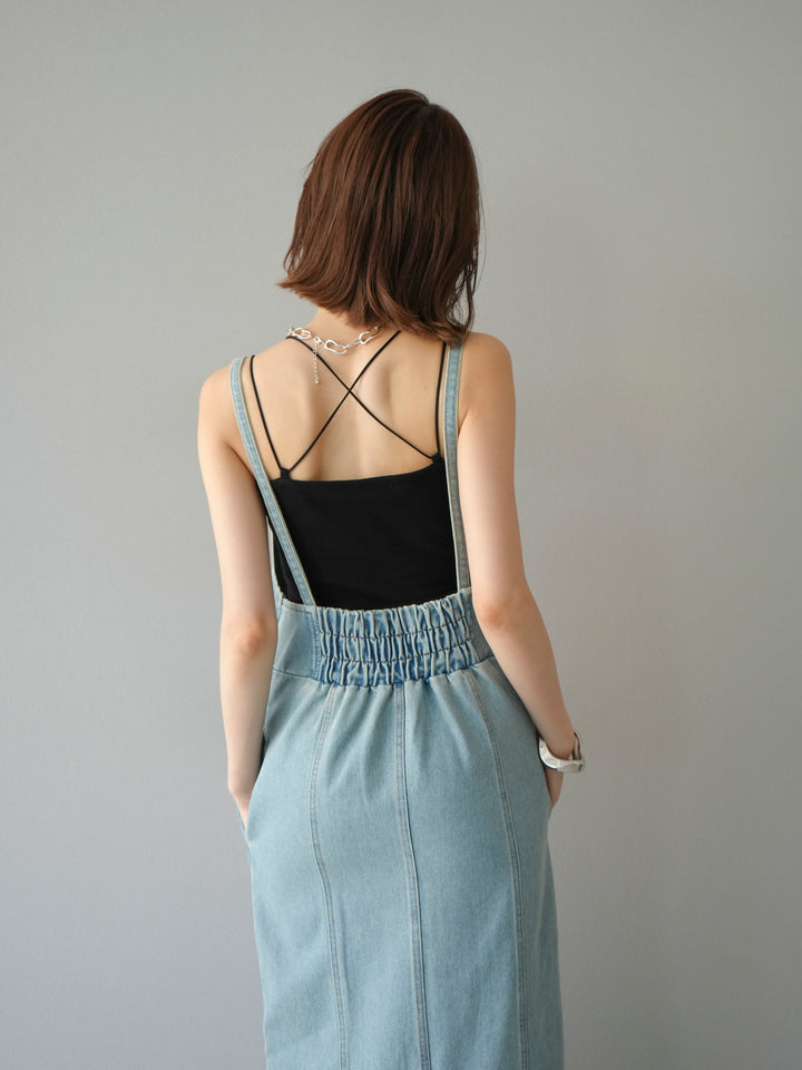 【預購】不對稱牛仔洋裝/奶白色