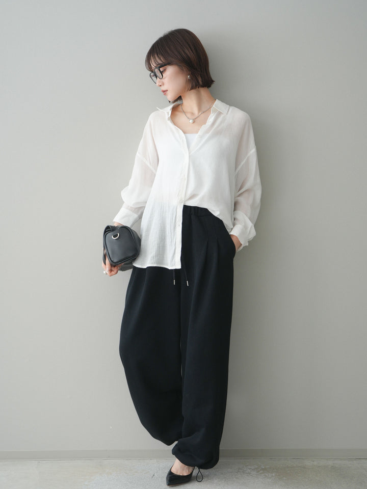 [予約]裾ドロストタックスウェットパンツ/black