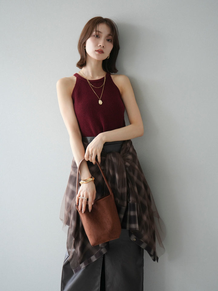[予約]リブニットアメスリタンクトップ/ボルドー