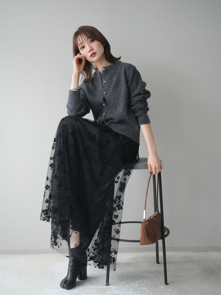 [SET]アンティークボタンニットカーディガン+選べるアクセセット(2set)