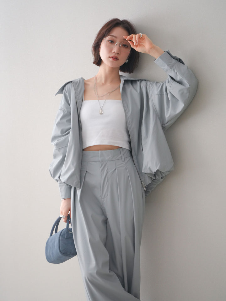 [予約]ウォッシャブルフェイクレザーバルーンジャケット/blue