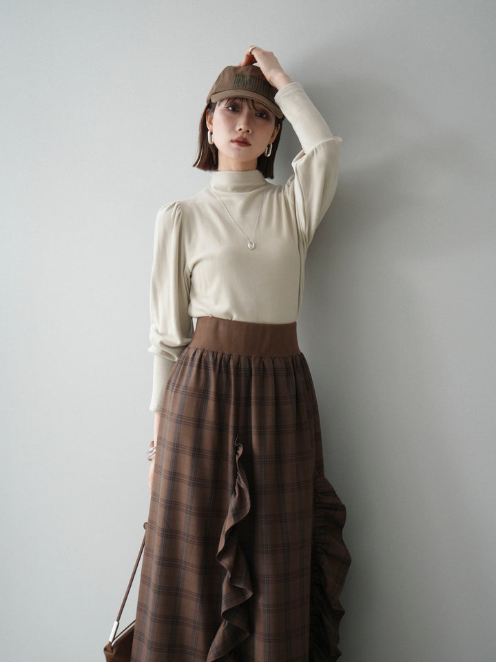 [予約]プチネックパワーショルダー起毛トップス/ivory