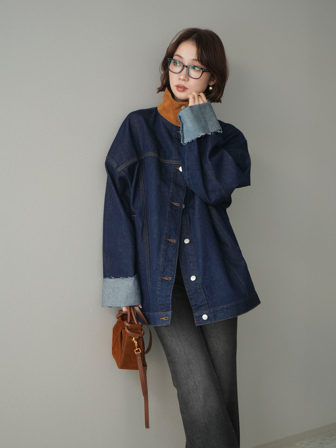 [予約]コーデュロイ×デニムミドルジャケット/indigo