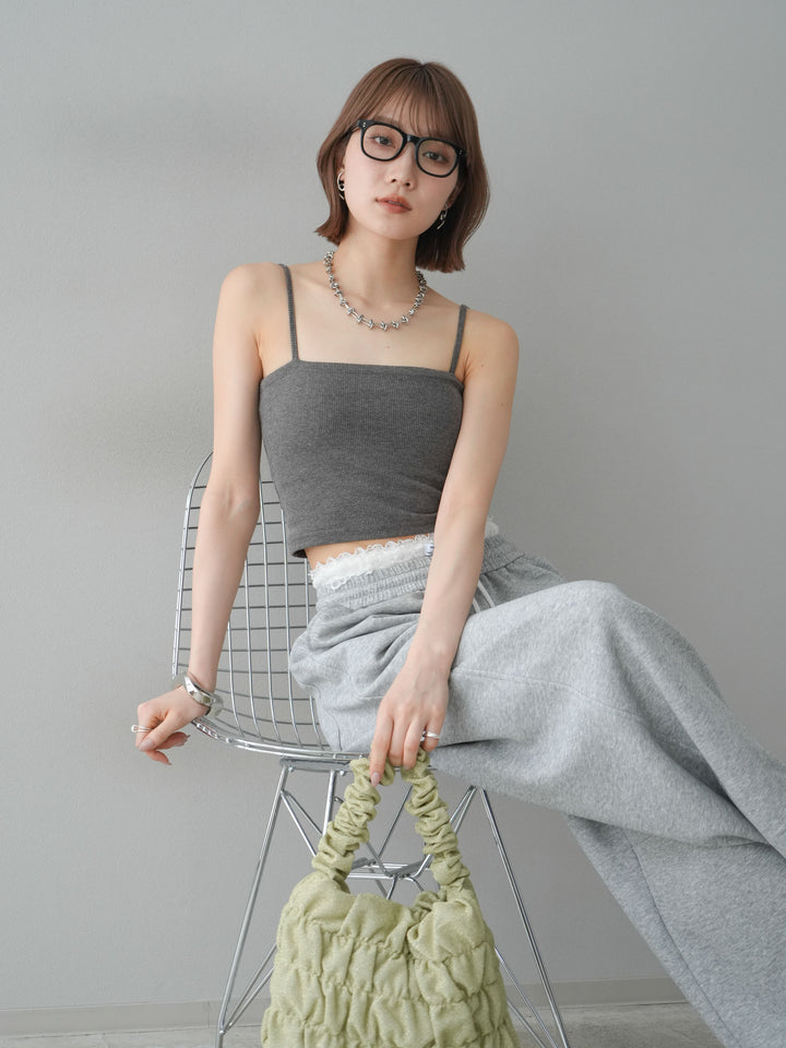 [予約]カップ付テレコリブベアキャミソール/モカ