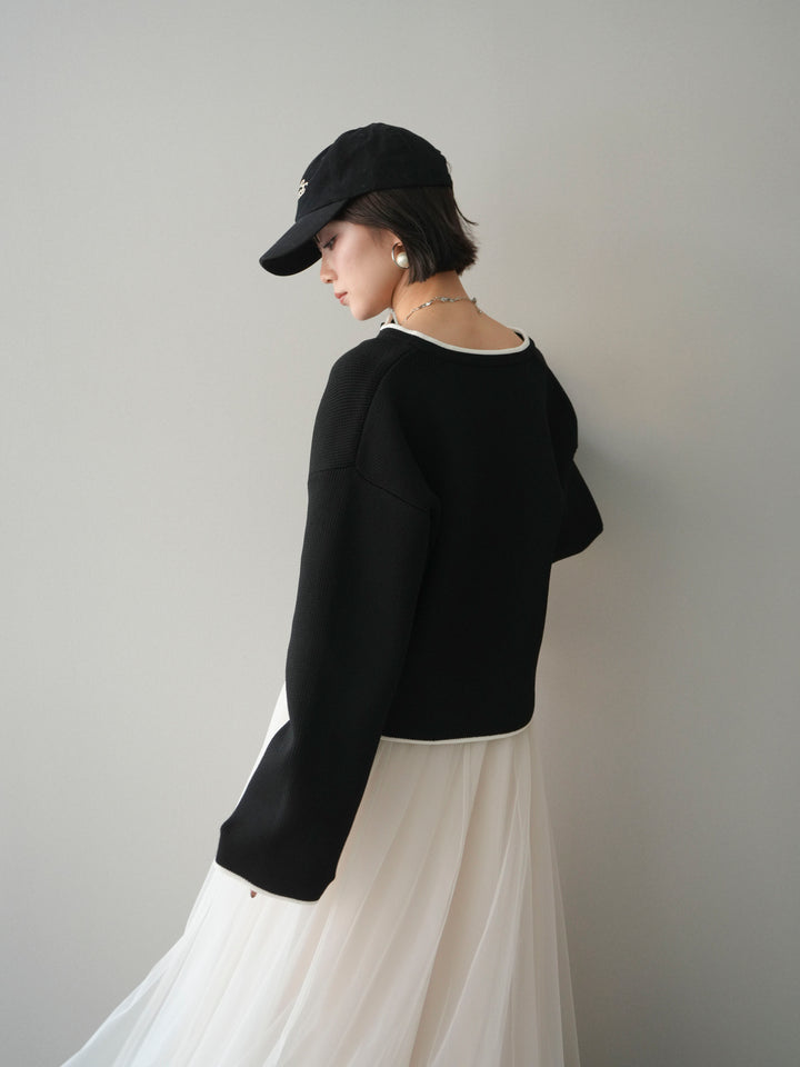 [SET]ポリエステル配色ニットカーディガン+ポリエステル配色ニットカーディガン(2set)