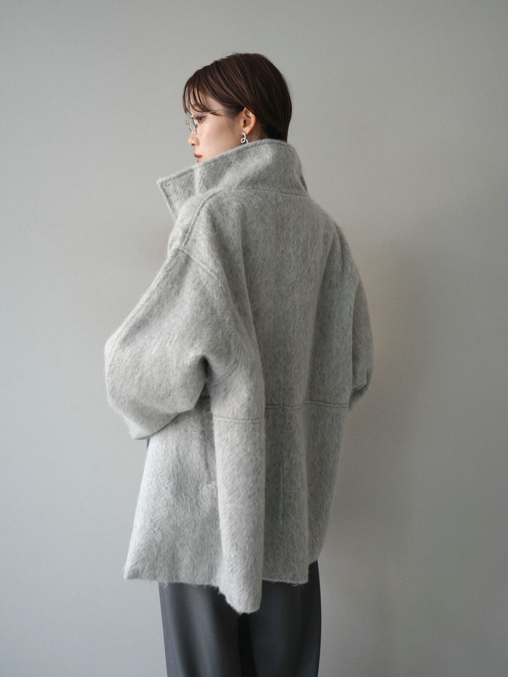 [予約]スタンドカラーシャギーコート/mokugray